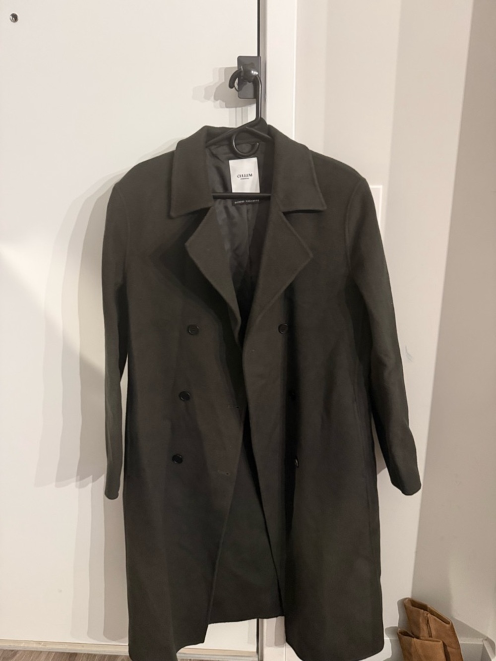 Collar Long Wool-Blend Double-Breasted Coat - cashmere and wool - Korean